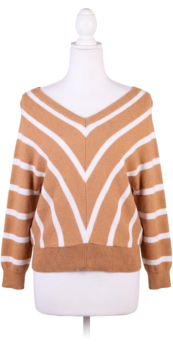 NEW GIGI MODA chevron batwing sweater in camel